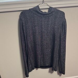 Tommy Hilfiger Black Metallic Ribbed Turtleneck Sweater